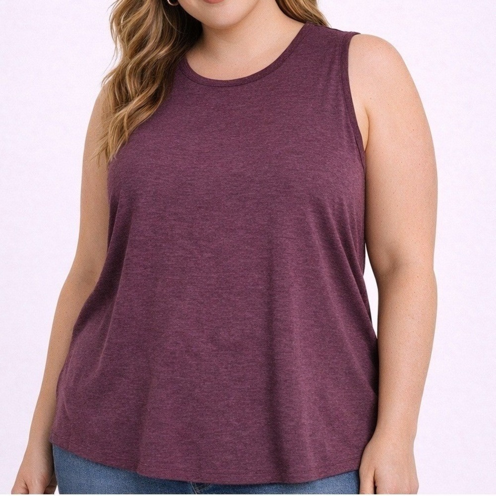 Nine West Plus 1X Women's Sleeveless Athleisure Yoga Workout Top Heather Purple